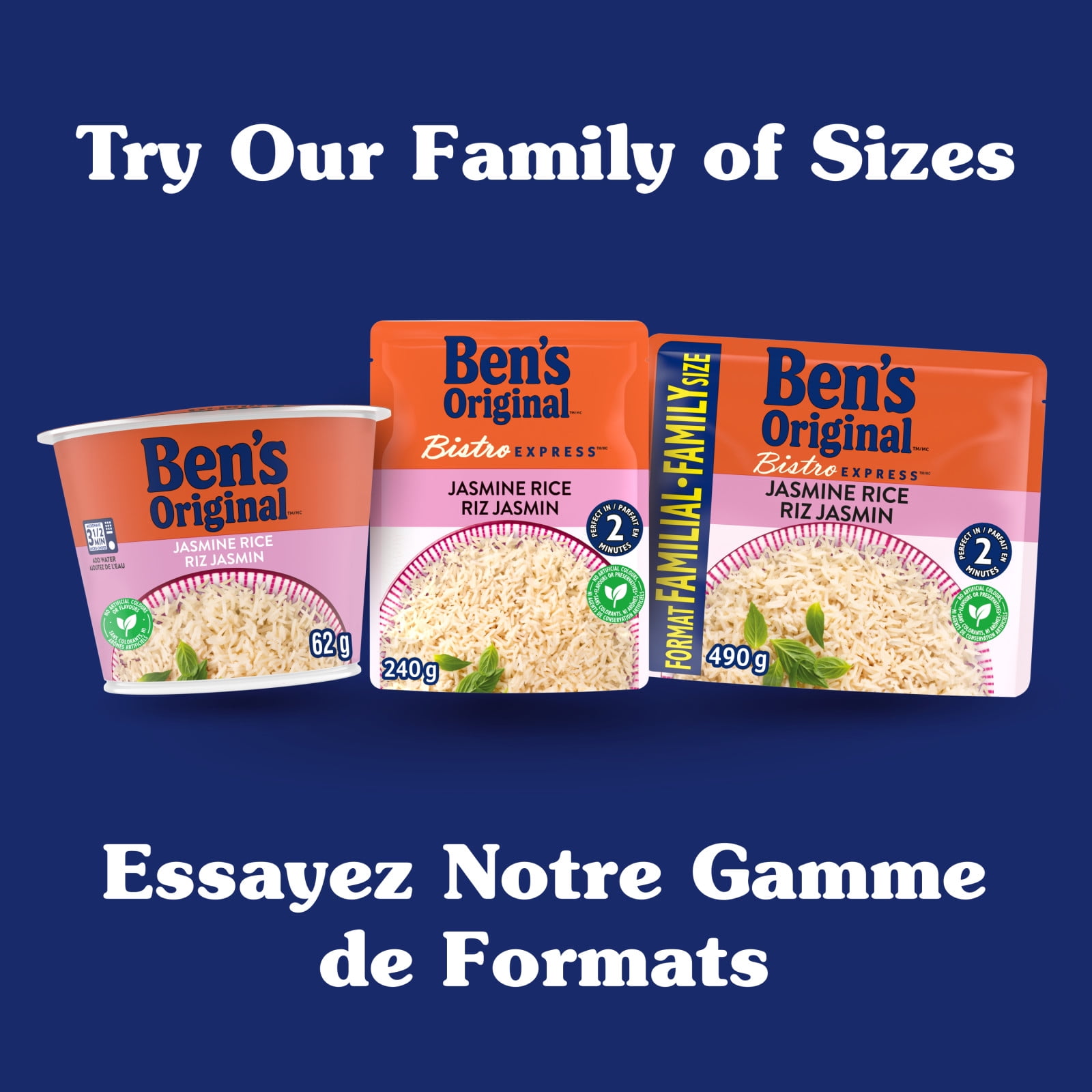 BEN'S ORIGINAL™ Jasmine Rice Single Serve Cup, Snack or Side, Microwave in 3.5 Minutes, 62g, BEN JASMINE SINGLE SERVE CUP 62g