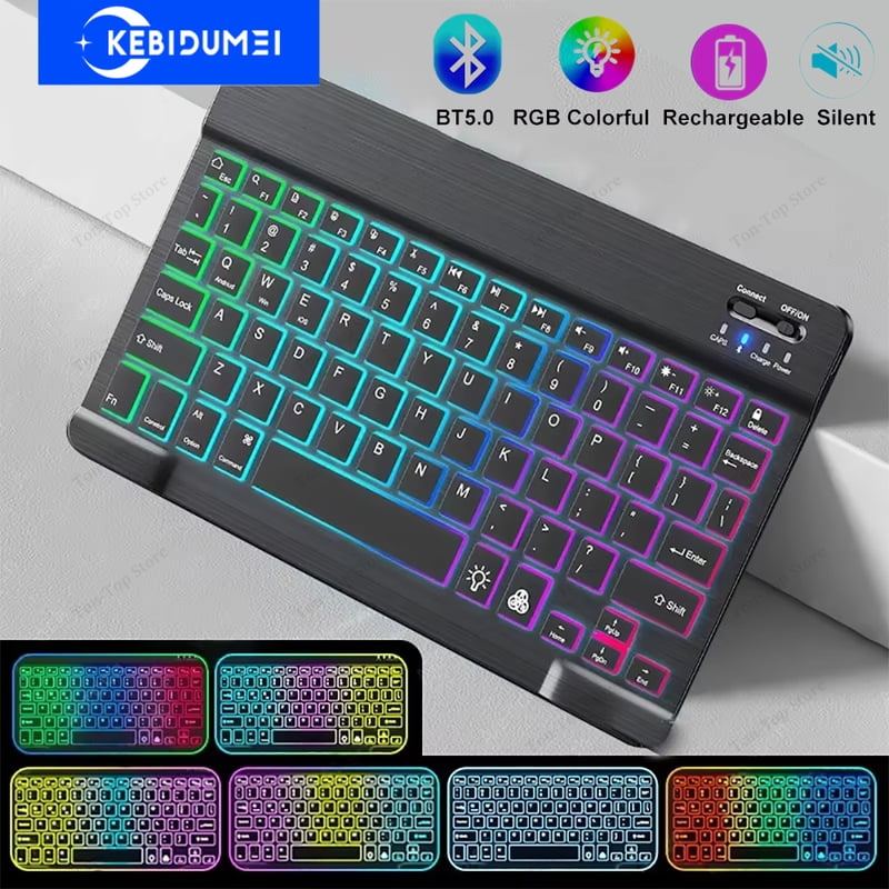 Bluetooth 5.0 Keyboard Mini Keyboard Wireless Keyboard RGB Backlit Keyboard Rechargeable Keyboard For IOS Android Windows iPad