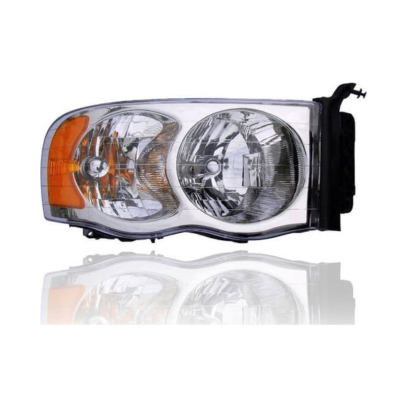 Headlight Assembly - Compatible/Replacement for '02-03 Dodge RAM Pickup 1500/2500/3500 (Exclude Sport) - Halogen, Chrome Interior - Right Hand - Passenger - 55077120AF - CAPA