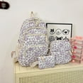 thumbnail image 3 of This 3-piece backpack set comes with a cute floral quilted backpack, a medium-sized messenger bag and a small travel storage bag for ladies, presenting a simple and comfortable look, 3 of 6