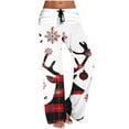 thumbnail image 2 of WXLWZYWL Women's Christmas Pajama Pants Comfy Pajamas Drawstring Stretch Print Long Wide Leg Pajama Pants Women Pajama Bottoms, 2 of 5