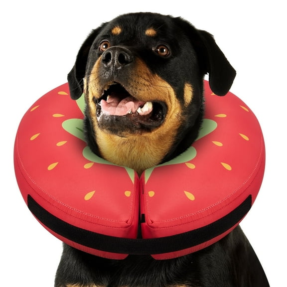 Dog Donut Collar After Surgery, Inflatable Dog Cone Alternative, Waterproof Fabric Comfy Pillow, Dog Collars E Collar Elizabethan Collar for Dogs (L)