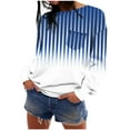 thumbnail image 3 of qolati Womens Oversized Sweatshirts Lightweight Striped Color Block Crewneck Long Sleeve Shirts 2024 Fall Pullover Tops with Pocket, 3 of 7