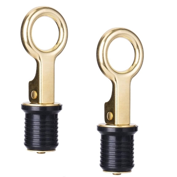 2Pcs Brass Boat Drain Plugs 1 Inch Diameter Rubber Marine Accessories
