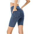 thumbnail image 2 of Yourumao Stretchy Jean Shorts for Women High Waisted Crossover Pull On Jorts Booty Lifting Denim Shorts Summer Yoga Shorts, 2 of 3