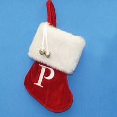 Kurt Adler 7" Red and White Monogram "P" Mini Christmas Stocking