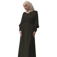 thumbnail image 4 of Womens Abaya Evening Gown Muslim Maxi Dress Solid Loose Fit Long Cardigan Robe Open Front Maxi Length Round Neck Dress, 4 of 7