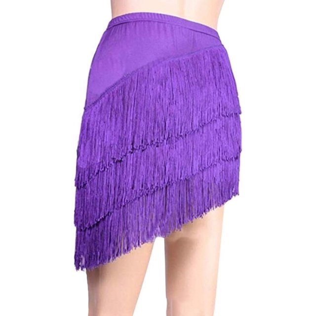 YM YOUMU Falda de práctica de baile latino con borlas para mujer para tango, salón de baile, samba, salsa, ropa de baile