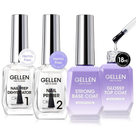 Set de deshidratador e imprimador de uñas GELLEN UV Brillante Top Coat 18 ml