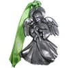 Pewter Finish Angel Ornament with Peridot Swarovski Crystal Stone