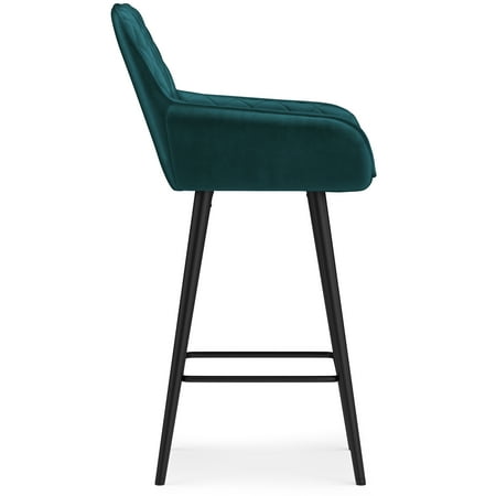 Simpli Home - Garey Counter Height Stool (Set of 2) - Teal Velvet
