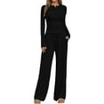 thumbnail image 2 of Women's 2 Piece Sets 2025 Fall Outfits Long Sleeve Wide Leg Tracksuits Casual Lounge Set Matching Sets, 2 of 5