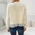 thumbnail image 5 of HTNBO Lace Hem Cardigan Sweater for Women Fall Loose Button Down Long Sleeve Cute Knit Outerwear Coats, 5 of 7
