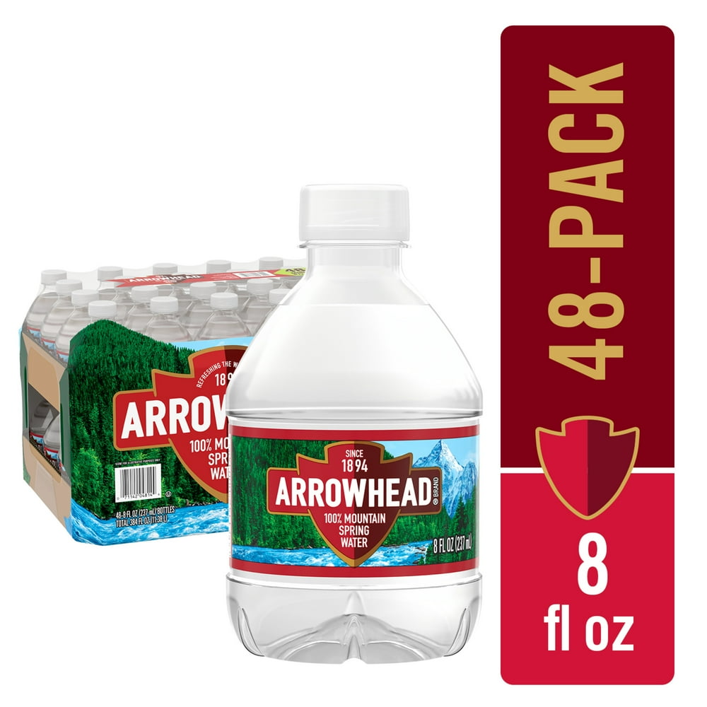ARROWHEAD Brand 100 Mountain Spring Water, 8ounce mini plastic bottles (Pack of 48) Walmart