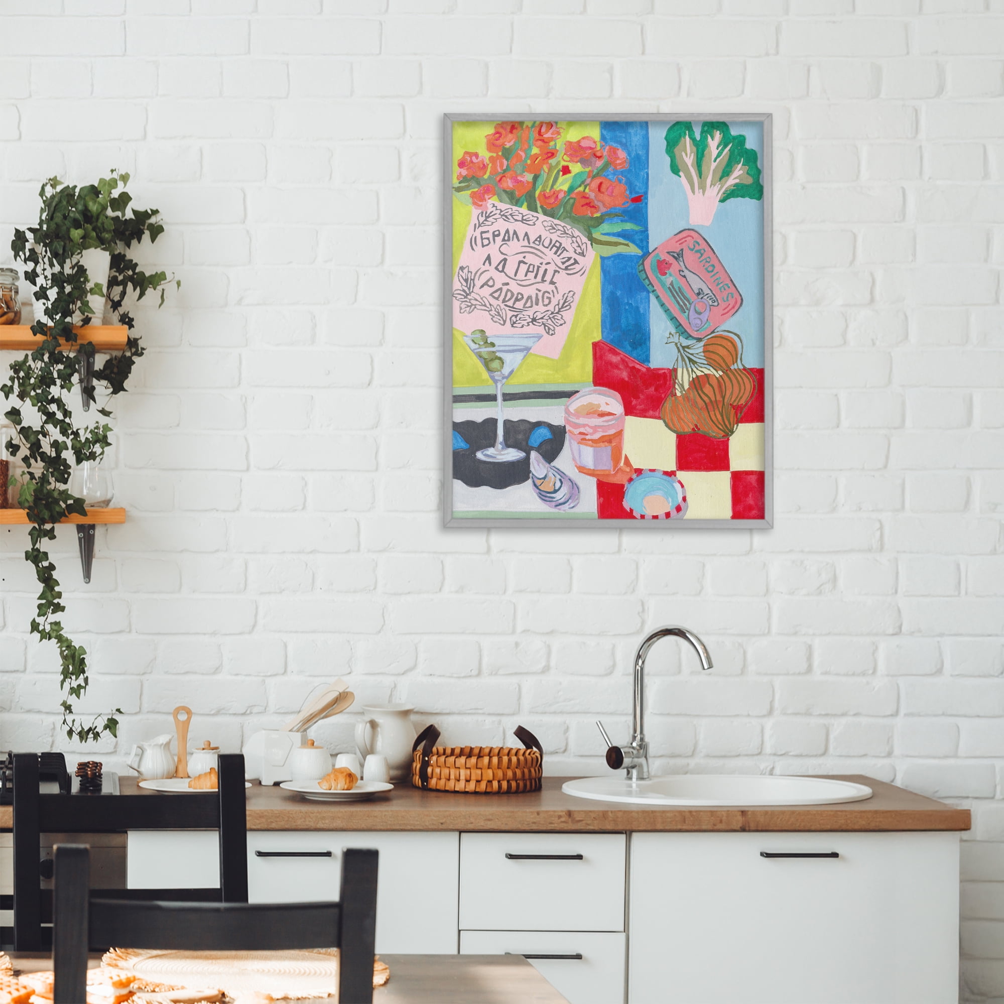 Stupell Industries Kitchen Checkered Still Life Gray Framed Giclee Art, design by Melissa Wang