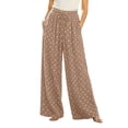 thumbnail image 3 of Women's High Waist Polka Dot Wide Leg Pants Elastic Waist Casual Flowy Trousers For Vacation, 3 of 7