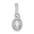 thumbnail image 4 of 925 Sterling Silver Polished Simulated Opal and Diamond Pendant Necklace 13x7mm Wide Pendant for Women, 4 of 4