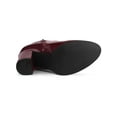 thumbnail image 5 of BLISSFUL STEP Women's Round Toe Zip Block High Heels Ankle Boots Burgundy 9.5, 5 of 7