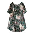 thumbnail image 1 of Pompotops Robe à Manches Courtes en Mélange de Coton Imprimé Fleurs et Feuilles pour Femmes, 1 of 3