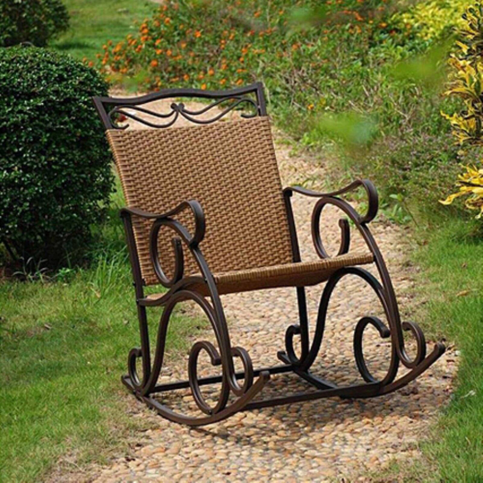 International Caravan Valencia Wicker Outdoor Glider Chair Antique Brown 