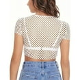 thumbnail image 2 of Ana Womens Sheer Mesh Fish Net Short Sleeve See Though Crop Top T-Shirt Blouse, 2 of 9