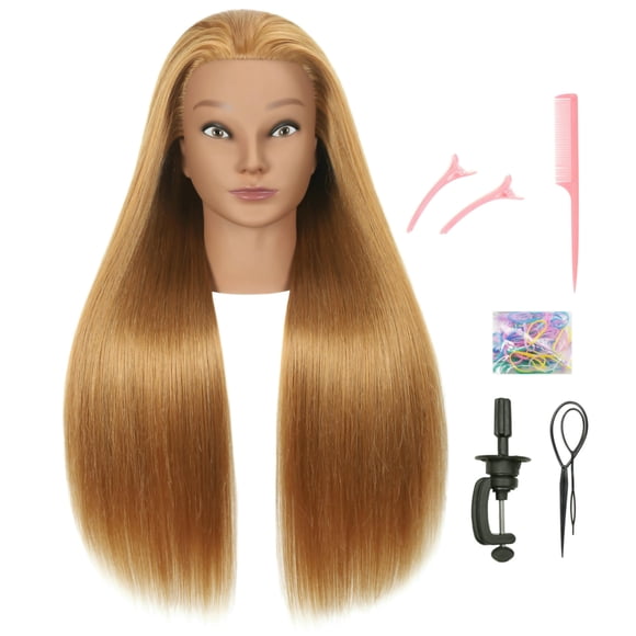 EVATEC Cabeza de Maniquí de Cabello Humano Real 80% Rubio de 30 Pulgadas de Largo con Soporte para Práctica de Peluquería Trenzado Estilismo Maniquí de Cosmetología Maniquí Cabeza de Entrenamiento