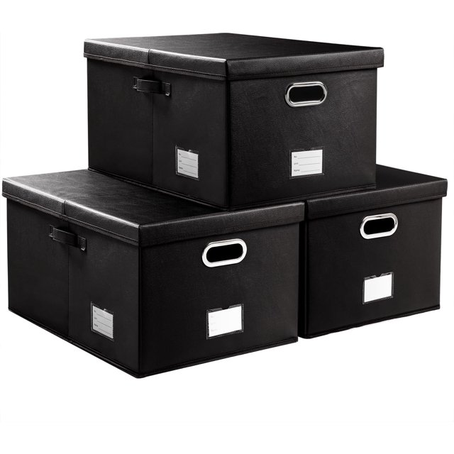 Caja de almacenamiento plegable con tapa, paquete de 3 unidades, contenedor organizador plegable de tela tipo cuero, cesta cubo con tapa para el hogar, recámara, clóset, oficina, guardería