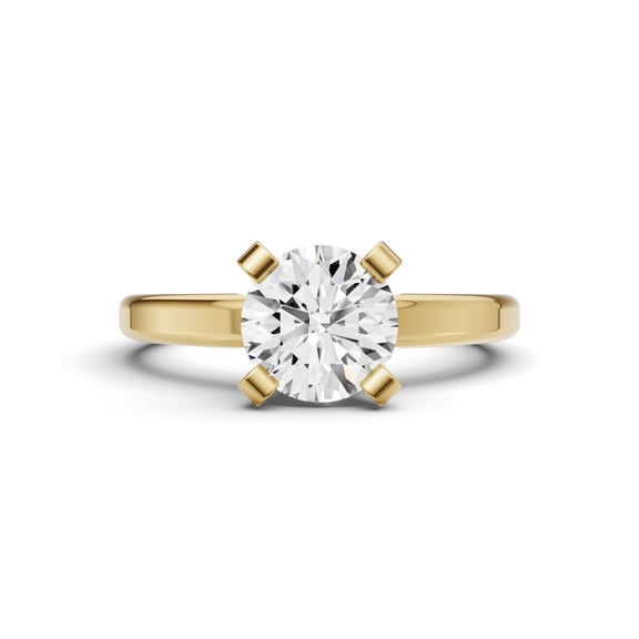 14K Yellow Gold Round Cut Solitaire Diamond Engagement Ring VS1-VS2 Clarity E-F Color for Women, 0.75 Carat, Size-8