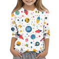 thumbnail image 2 of Virmaxy 3-13y Printed Shirts For Kids Summer Loose Cartoon Printed Crewneck T Shirts Short Sleeve Lightweight Blouses White-1 120, 2 of 5