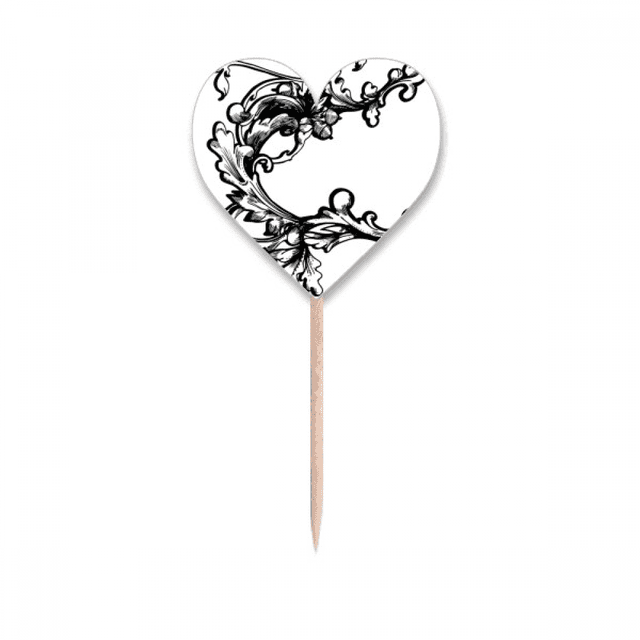 Baroque Decoration Flower Modern Pattern Toothpick Flags Heart Lable Cupcake Picks