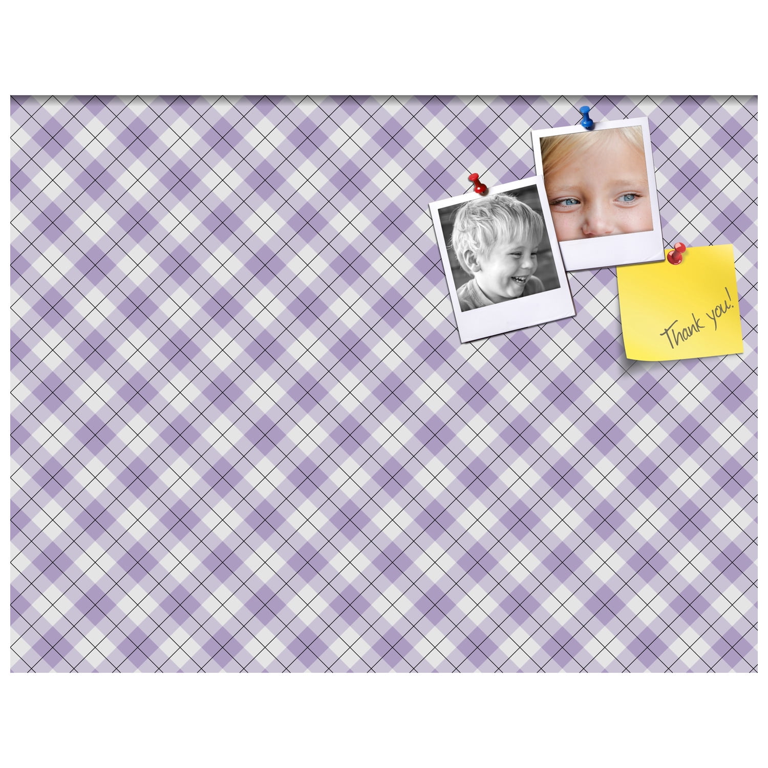 PinPix ArtToFrames 20x15 Custom Cork Bulletin Board Argyle Lilac   Poster Board Has a Fabric Style Canvas Finish, Framed in Satin Black (PinPix-639)