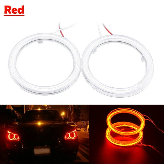 ZS 2pcs 70MM 60SMD Car DRL Fog Light Headlights COB Angel Eyes Halo Ring LED Light w/ Cover Universal 12V