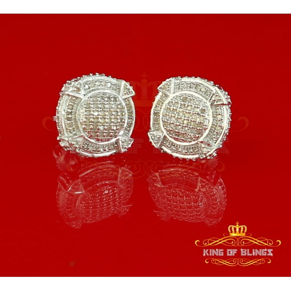King of Bling's Aretes Para Hombre Silver 0.33ct Diamond For Women's/ Men's White Stud Earrings