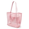 thumbnail image 1 of Pink Foldable Beach Mesh Tote: Lightweight, Breathable & Stylish for Summer Activities – Spacious, Quick-Drying Design with Comfortable Handles, Easy to Carry & Space-Saving, Perfect for Storing, 1 of 7