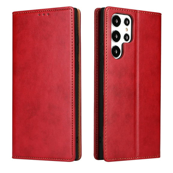 Wallet Case For Samsung Galaxy S23 Ultra, Case Wallet-High Quality Leather Magnetic Closure Case-RFID Blocking Card Holders-Shockproof TPU Shell Folio Cover Women Men Men/Women, Red