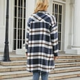 thumbnail image 6 of Womens Long Flannel Plaid Shacket Jacket Trendy Fall Long Sleeve Button Down Shirts Casual lannel Tartan Trench Coats, 6 of 7