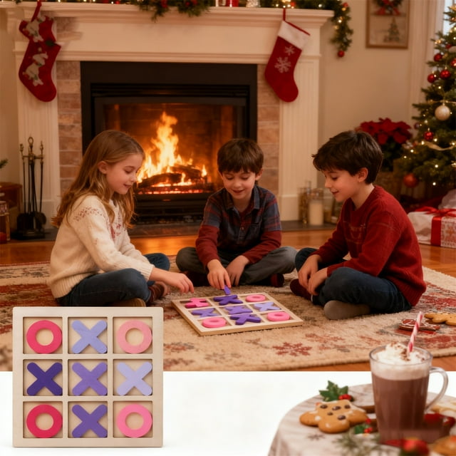 Staron Tic Tac Toe Game, Noughts and Crosses Board Game for Kids, Portable Indoor Family Travel Playing Game