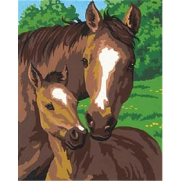 Dimensions 247710 Apprendre à Peindre la Peinture par Numéro Kit 8 Po x 10 Po -Pony &amp; Mère