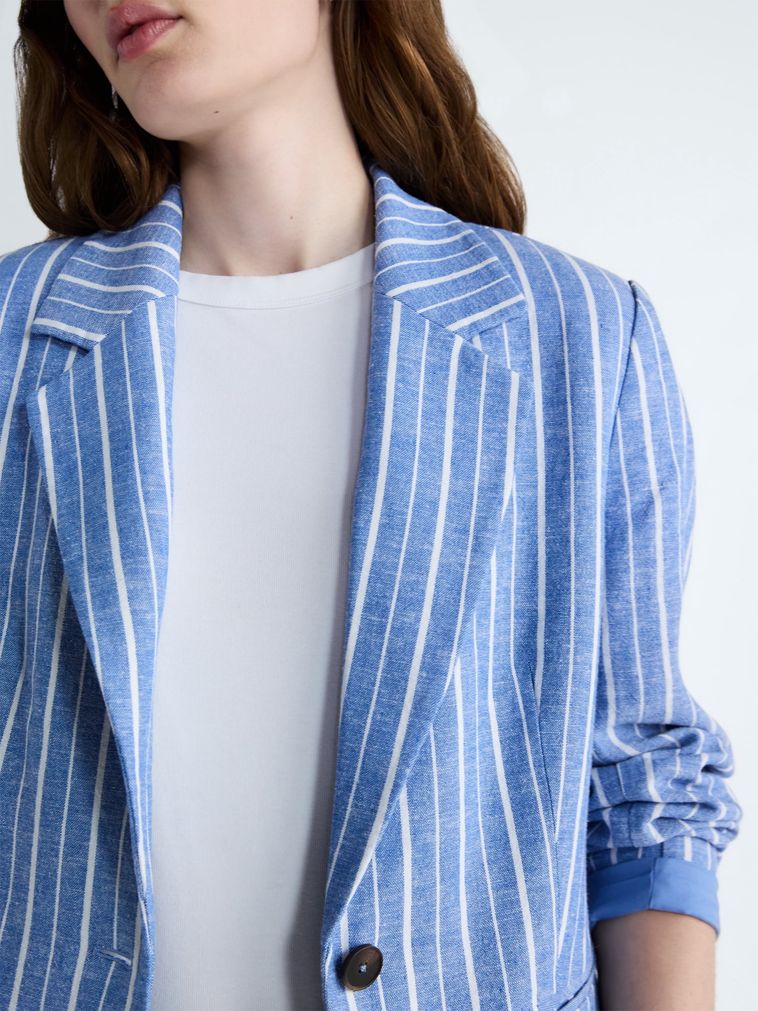 Free Assembly Women's and Women's Plus Linen-Blend Single Breasted Blazer, Sizes XS-4X
