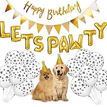 Dog Birthday Party Supplies Lets Pawty Balloons Banner Paw Print Dog Birthday Party Supplies Lets Pawty