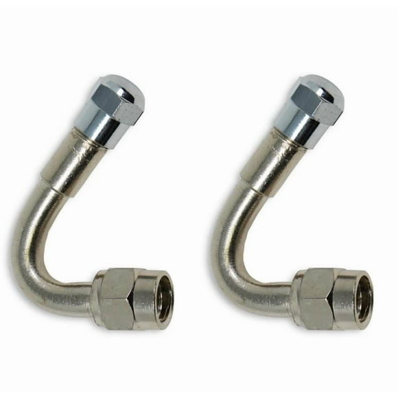 Minder Research Valve Stem Extension TM22300VP TireMinder; For Steel Rear Wheels; 135 Degree; Stainless Steel; Polished; Silver; With Cap; TPMS Compatible; Set Of 2