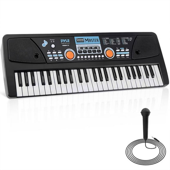 Pyle Portable Electric 49 Key Karaoke Piano Keyboard and Microphone, Black