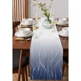thumbnail image 4 of Navy Blue Ombre Lines Burlap-Cotton Table Runner 72 Inches Long,Simple Blue White Gradient Stripes Farmhouse Table Runners,Outdoor Dining Tablecloths Decor for Baby Shower Party Wedding 14x72, 4 of 9