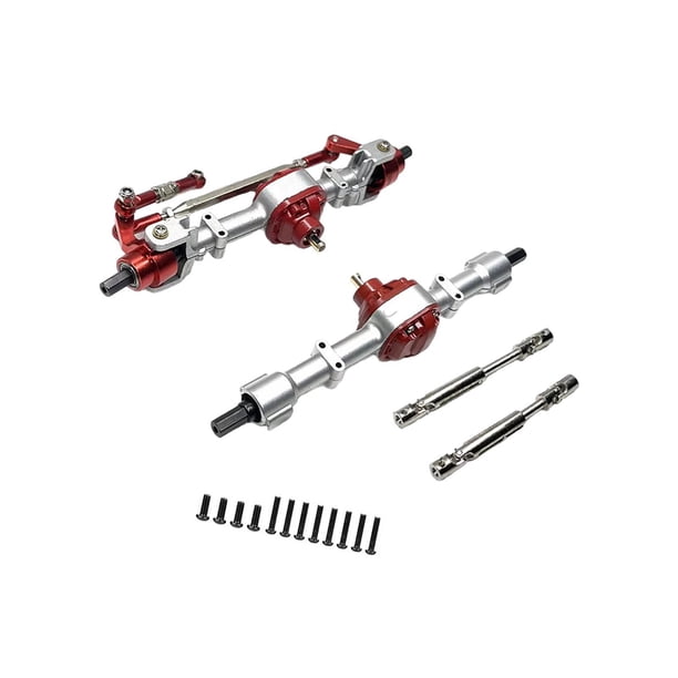 Carcasa de eje trasero delantero RC con eje de transmisión, pieza de automóvil RC fácil de instalar, eje de metal RC para modificación de automóvil RC argén
