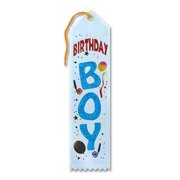 Pack of 6 Sky Blue "Birthday Boy Award" School Award Ribbon Bookmarks 8"