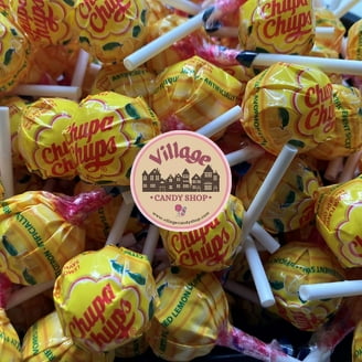 Chupa Chups TI12 Candy Lollipops, 5 Assorted Flavors, Drum Display