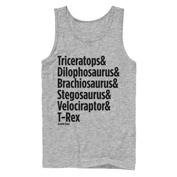 Men's Jurassic Park Triceratops and Dilophosaurus  Tank Top Athletic Heather 2X Large