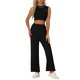 thumbnail image 2 of Conjunto Casual de 2 piezas sin mangas INSPIRE CHIC para mujer, top corto y pantalones de pierna ancha, talla XL, negro, 2 of 6