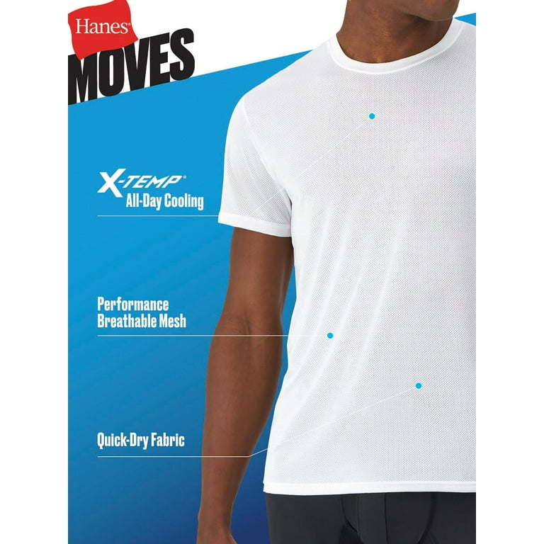 Hanes Moves Men s Breathable Mesh Crewneck T Shirt X Temp White 3 Pack Inseam