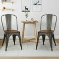 thumbnail image 3 of Costway Set of 4 Metal Dining Side Chair Wood Seat Stackable Bistro Cafe, 3 of 9